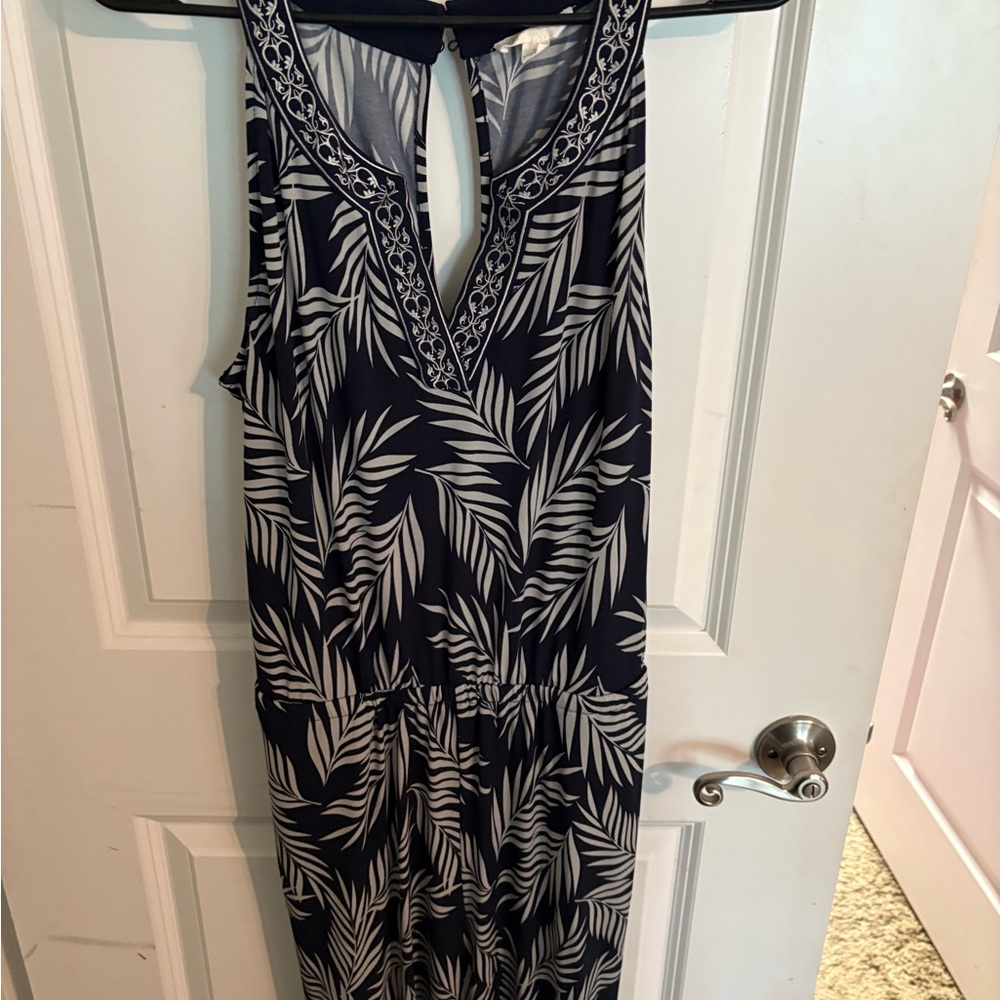 Magnolia White and Blue Halter Jumpsuit Resort Wear